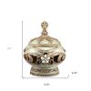 11" Bronze Gold & Light Green Floral Scroll Jewelry Box – Gemstone & Crystal Detail