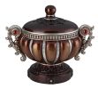 13" Bronze Red and Silver Resin Floral Scroll Jewelry Box with Metal Accents