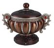 13" Bronze Red and Silver Resin Floral Scroll Jewelry Box with Metal Accents