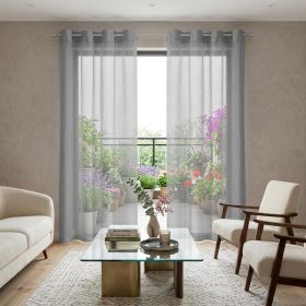 Set of Two 84"  Silver Solid Modern Window Panels
