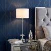 26" Silver Metal & Faux Crystal Table Lamp with White Cylinder Shade