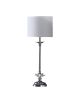 26" Silver Metal & Faux Crystal Table Lamp with White Cylinder Shade