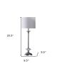 26" Silver Metal & Faux Crystal Table Lamp with White Cylinder Shade