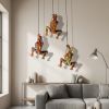 Set of Three Rainbow Resin Climbing People Hanging Dimensional Sculptures