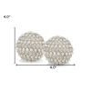 Set Of Two 4" Silver And Clear Faux Crystal Decorative Orbs