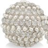 Set Of Two 4" Silver And Clear Faux Crystal Decorative Orbs