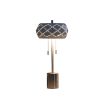 Silver Metal Table Lamp With Geometric Laser‑Cut Shade