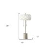Silver Metal Table Lamp With Geometric Laser‑Cut Shade