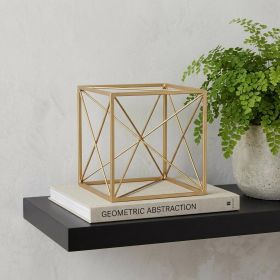 Metal Abstract Geo Cube Sculpture – Handmade Modern Decorative Accent