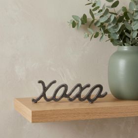 Cast Iron “XOXO” Hand Painted Sentiment Sculpture – Black or Gold