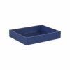 Navy Blue Mirrored Glass & Wood Faux Shagreen Vanity Tray
