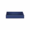 Navy Blue Mirrored Glass & Wood Faux Shagreen Vanity Tray