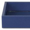 Navy Blue Mirrored Glass & Wood Faux Shagreen Vanity Tray