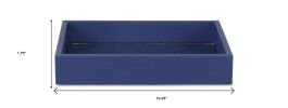 Navy Blue Mirrored Glass & Wood Faux Shagreen Vanity Tray