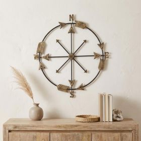 Metal Distressed Compass Wall Decor – Rustic Handmade Sculptural Accent