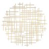 Gold Metal Abstract Lines Round Hanging Sculpture – Modern Dimensional Wall Art