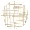 Gold Metal Abstract Lines Round Hanging Sculpture – Modern Dimensional Wall Art