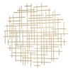 Gold Metal Abstract Lines Round Hanging Sculpture – Modern Dimensional Wall Art