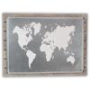 Wood and Metal World Map Hanging Dimensional Sculpture – Brown & Gray