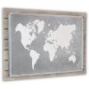 Wood and Metal World Map Hanging Dimensional Sculpture – Brown & Gray