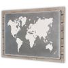 Wood and Metal World Map Hanging Dimensional Sculpture – Brown & Gray