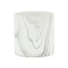 White & Gray Marbleized Ceramic Round Pot Planter