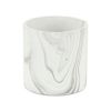 White & Gray Marbleized Ceramic Round Pot Planter