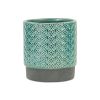 Turquoise Geometric Ceramic Indoor/Outdoor Round Pot Planter