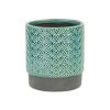 Turquoise Geometric Ceramic Indoor/Outdoor Round Pot Planter