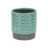 Turquoise Geometric Ceramic Indoor/Outdoor Round Pot Planter