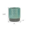 Turquoise Geometric Ceramic Indoor/Outdoor Round Pot Planter