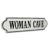 White & Black Woman Cave Metal Wall Decor – Handcrafted Text Art