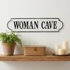 White & Black Woman Cave Metal Wall Decor – Handcrafted Text Art