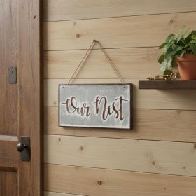 Gray and Brown “Our Nest” Galvanized Metal Wall Decor