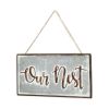 Gray and Brown “Our Nest” Galvanized Metal Wall Decor