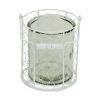 White Wire Basket & Clear Glass Jar – Round