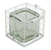 White Wire Basket & Clear Glass Jar – Square