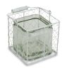 White Wire Basket & Clear Glass Jar – Square