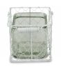 White Wire Basket & Clear Glass Jar – Square