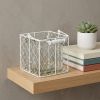 White Wire Basket & Clear Glass Jar – Square