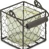 Clear & Brown Glass Tabletop Lantern Candle Holder