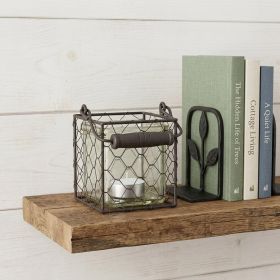 Clear & Brown Glass Tabletop Lantern Candle Holder