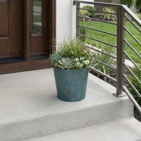 Blue Recycled Plastic Indoor/Outdoor Round Pot Planter