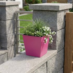 Hot Pink Recycled Plastic Indoor/Outdoor Square Pot Planter