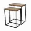Set of Two 24" Black And Brown Solid Wood Nested Tables