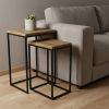 Set of Two 24" Black And Brown Solid Wood Nested Tables