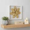 Gold Flower Wood and Metal Wall Decor – Dimensional Floral Accent