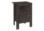 24" Brown Wood Nightstand – Modern Open‑Shelf Bedside Storage Accent