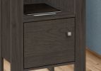 24" Brown Wood Nightstand – Modern Open‑Shelf Bedside Storage Accent