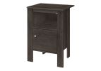24" Brown Wood Nightstand – Modern Open‑Shelf Bedside Storage Accent